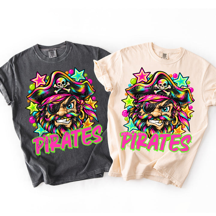 Pirates Neon Starstruck mascot DTF transfer