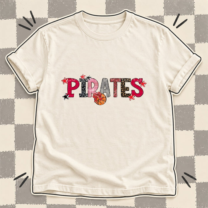 Pirates Red Black Mixed Doodle Basketball Mascots – Mascot Colors DTF transfer mockup