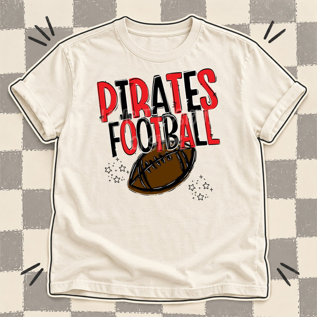 Pirates Red Black Team Go Football Mascots DTF transfer mockup