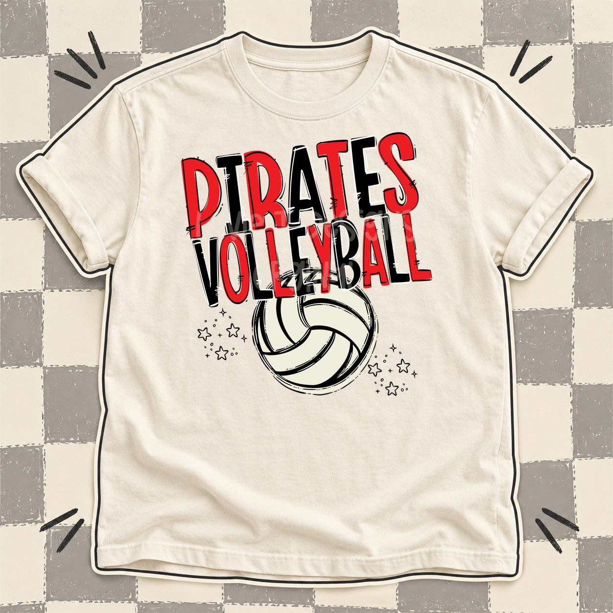 Team Go Volleyball Mascots Pirates Red Black design