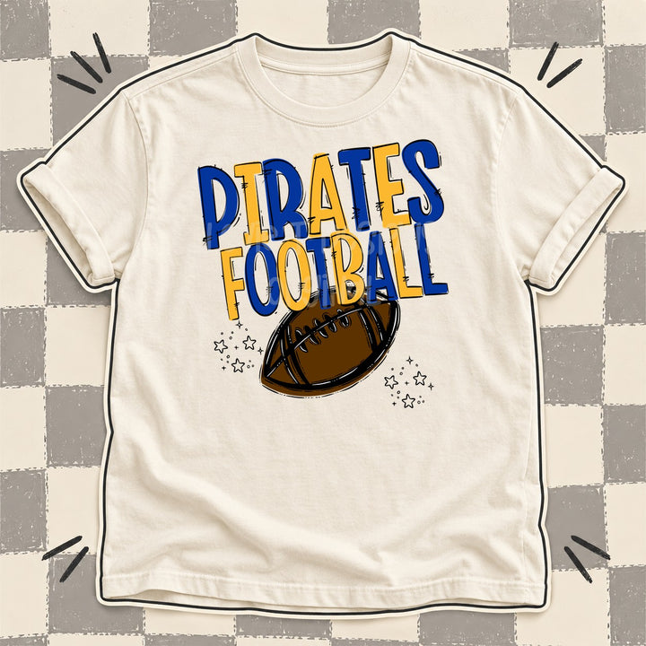 Pirates Royal Blue Yellow Gold Team Go Football Mascots DTF transfer mockup