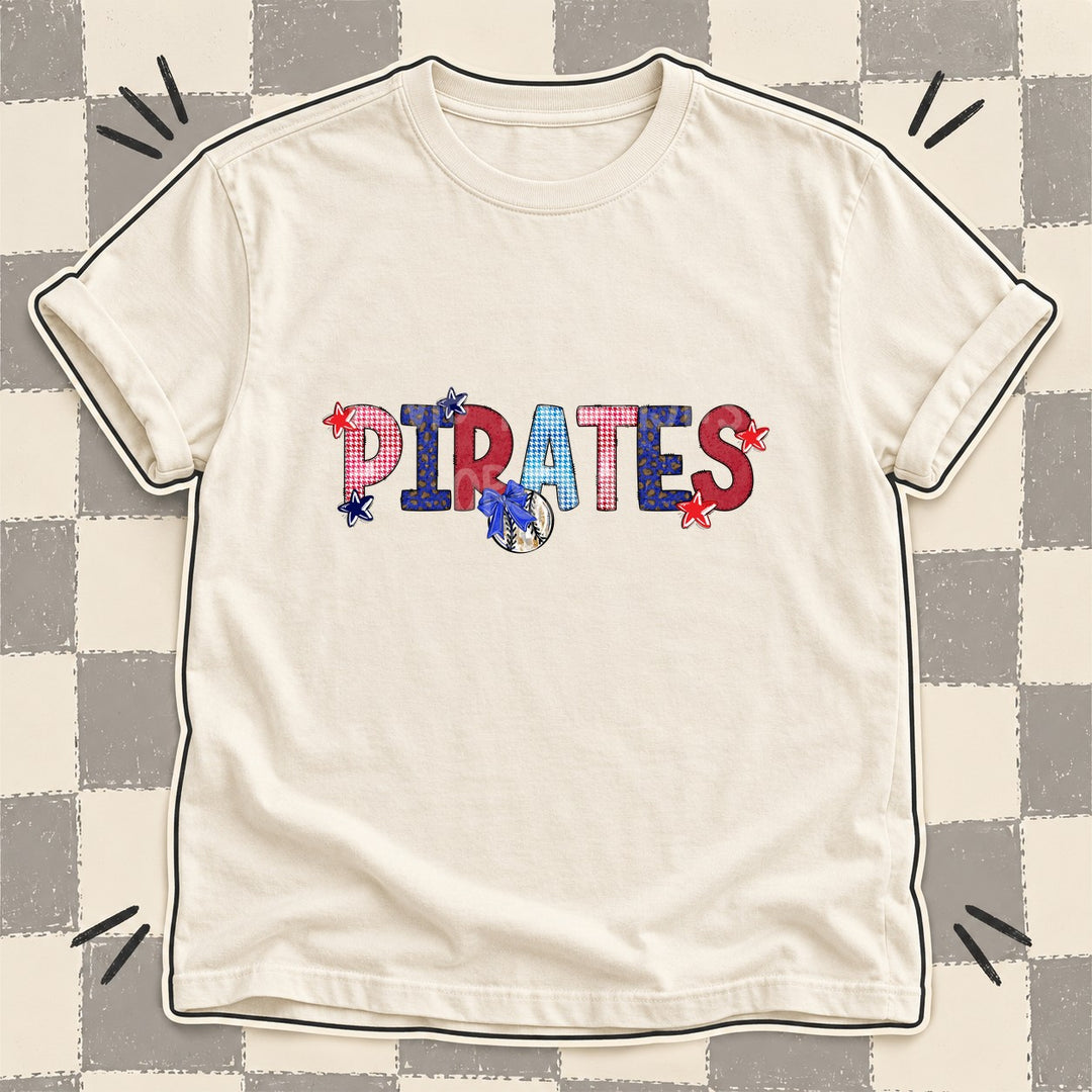 Pirates Mixed Doodle Baseball Mascots – Red and Royal DTF transfer mockup
