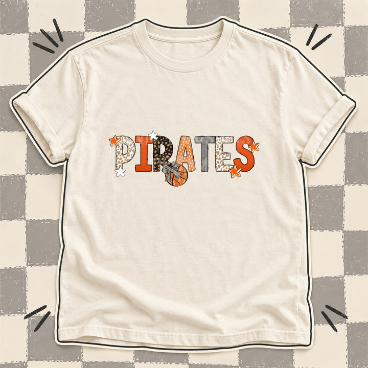 Pirates Mixed Doodle Basketball Mascots – Orange and Brown DTF transfer mockup