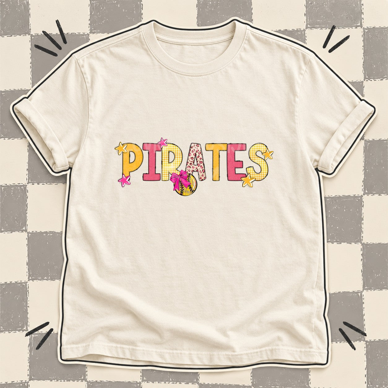 Mixed Doodle Softball Mascots – Stitched Softball Pirates design