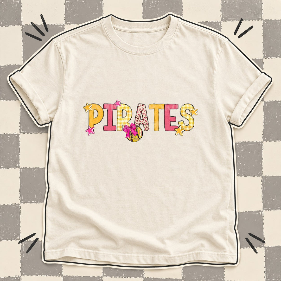 Pirates Mixed Doodle Softball Mascots – Stitched Softball DTF transfer mockup