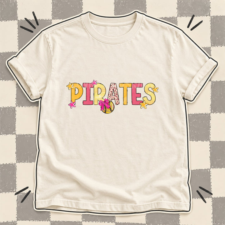 Pirates Mixed Doodle Softball Mascots – Stitched Softball DTF transfer mockup