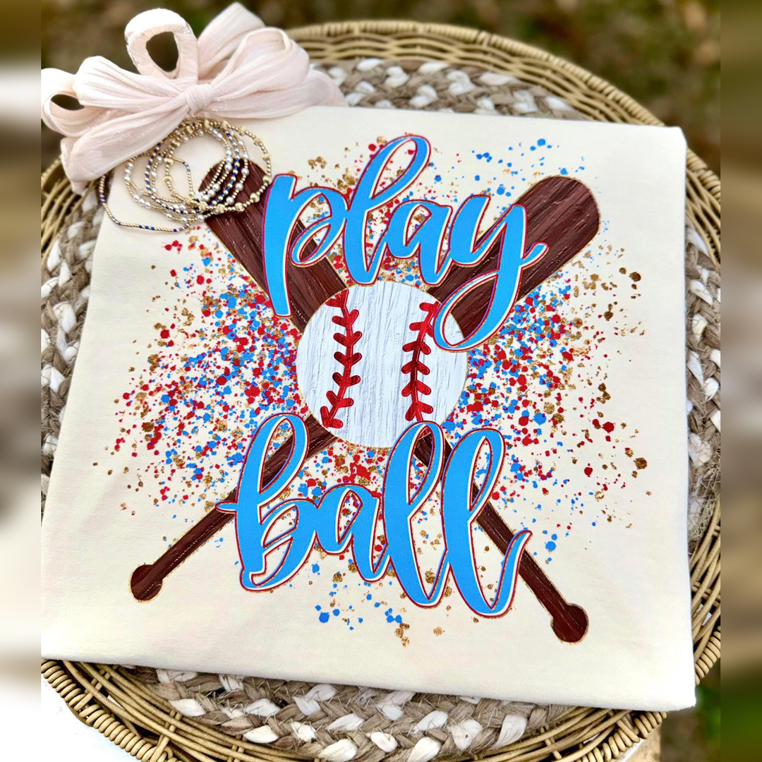 Play Ball Baseball Paint Splatter – DTF Transfer