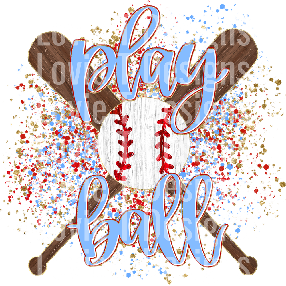 PLAY BALL BASEBALL PAINT SPLATTER