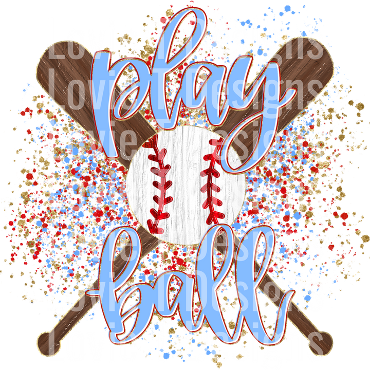 PLAY BALL BASEBALL PAINT SPLATTER