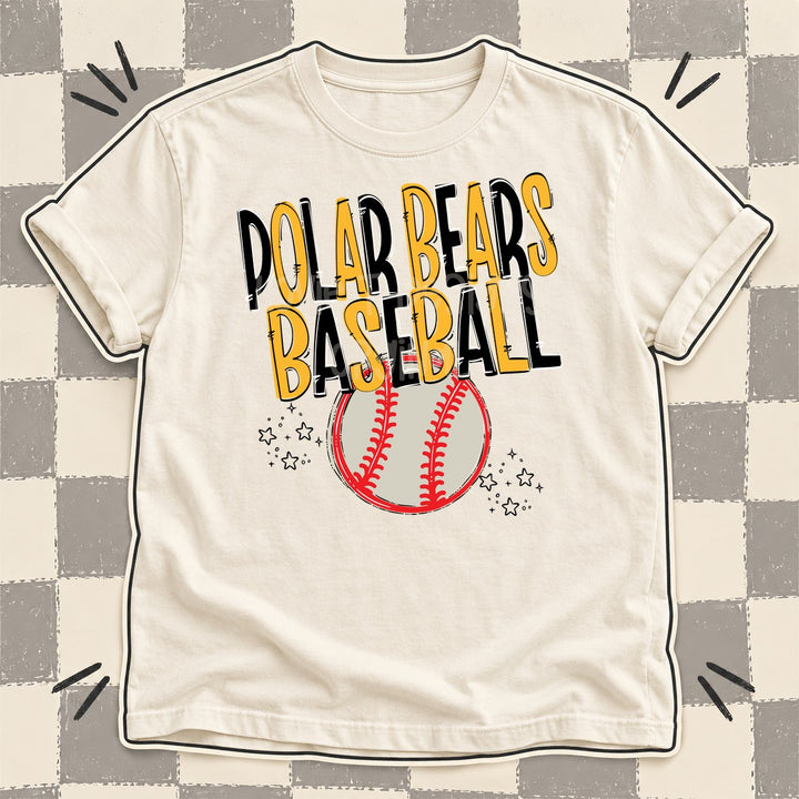Polar Bears Black Yellow Gold Team Go Baseball Mascots DTF transfer mockup