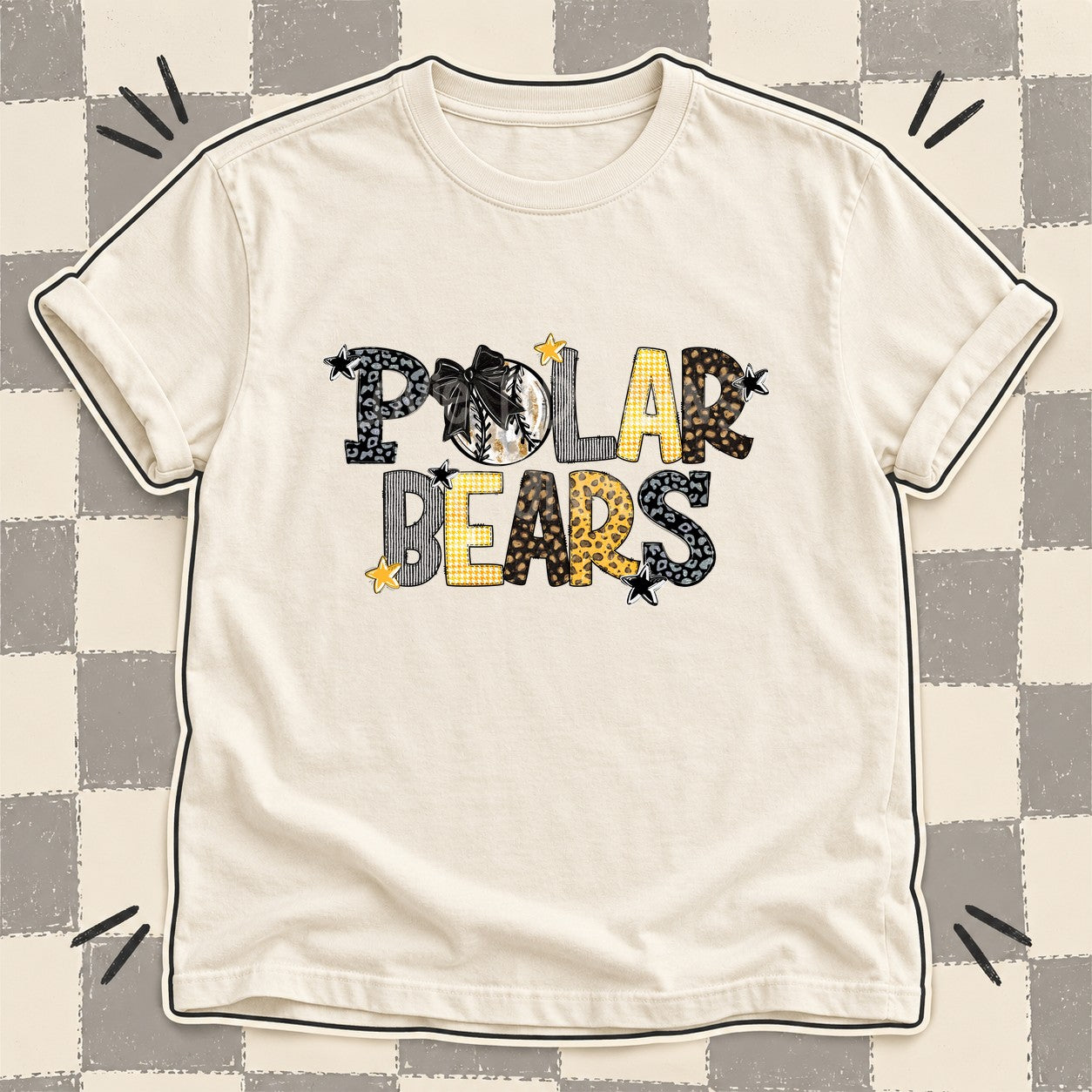 Mixed Doodle Baseball Mascots – Mascot Colors Polar Bears Black Yellow Gold design