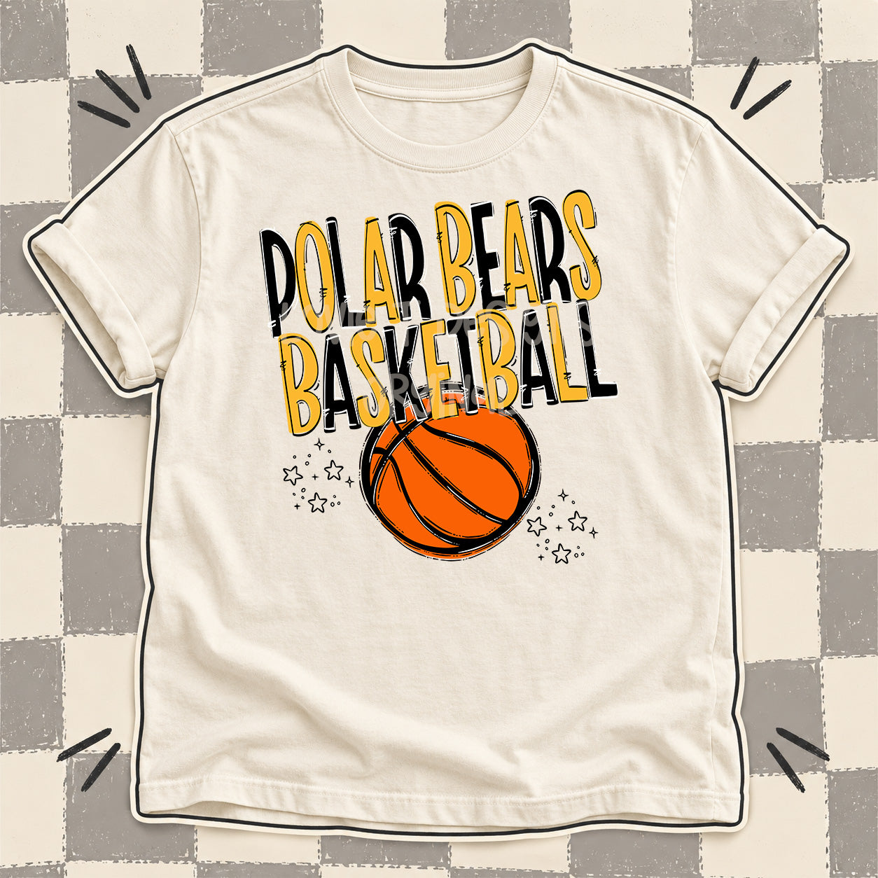 Team Go Basketball Mascots Polar Bears Black Yellow Gold design