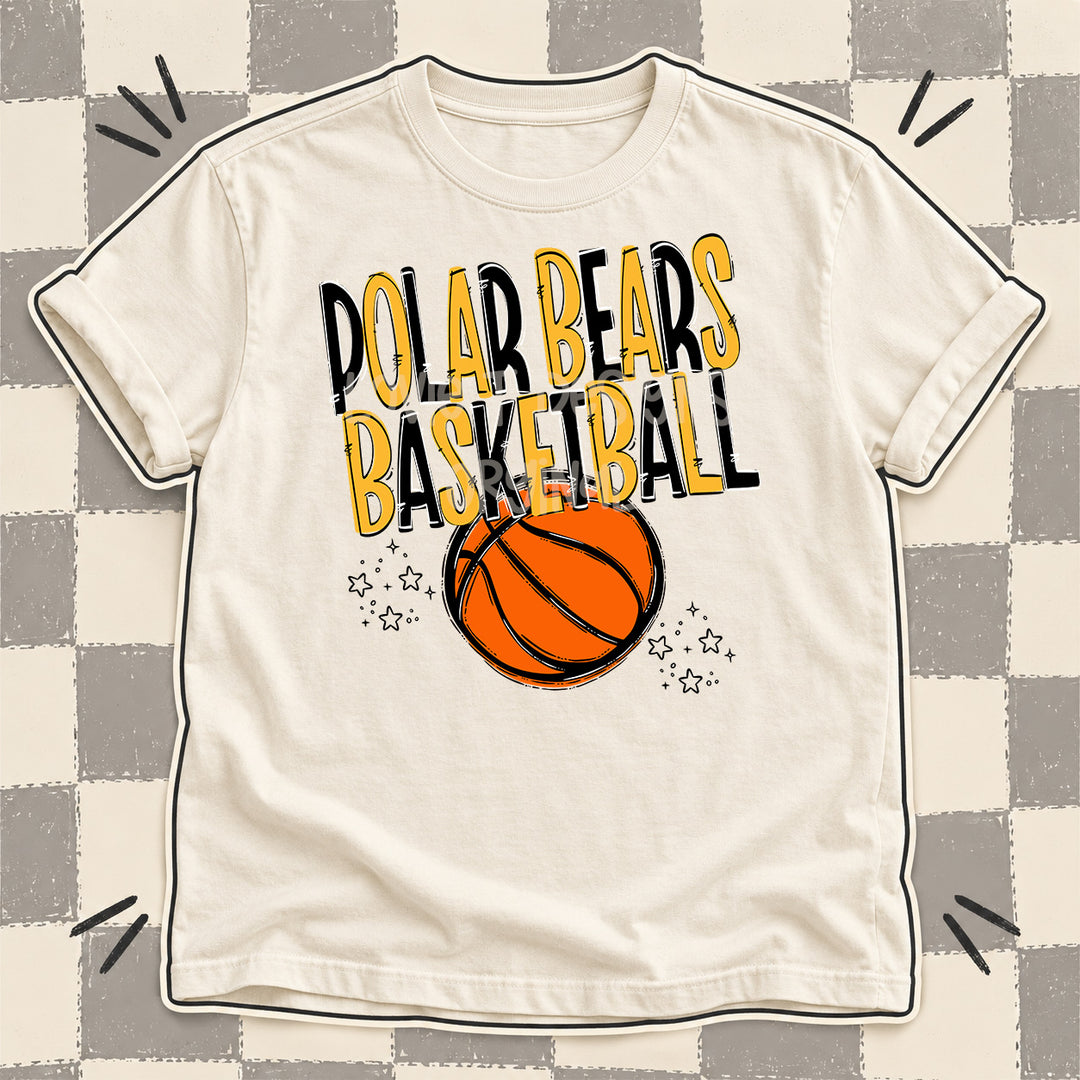 Polar Bears Black Yellow Gold Team Go Basketball Mascots DTF transfer
