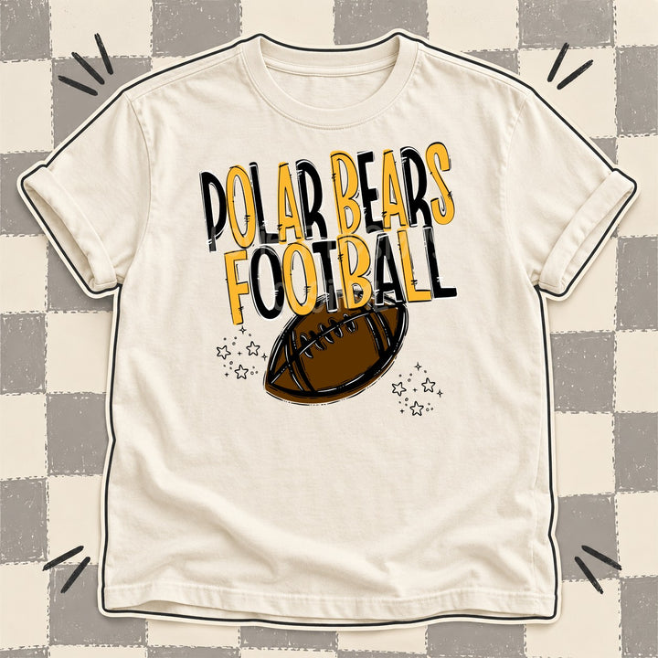 Polar Bears Black Yellow Gold Team Go Football Mascots DTF transfer mockup