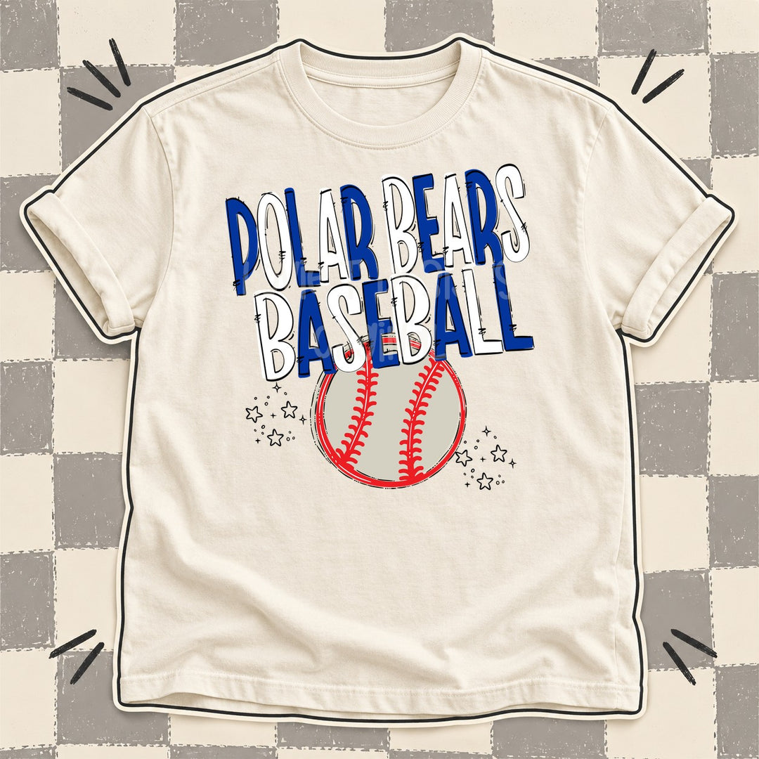 Polar Bears Royal Blue White Team Go Baseball Mascots DTF transfer mockup