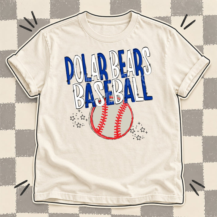 Polar Bears Royal Blue White Team Go Baseball Mascots DTF transfer mockup