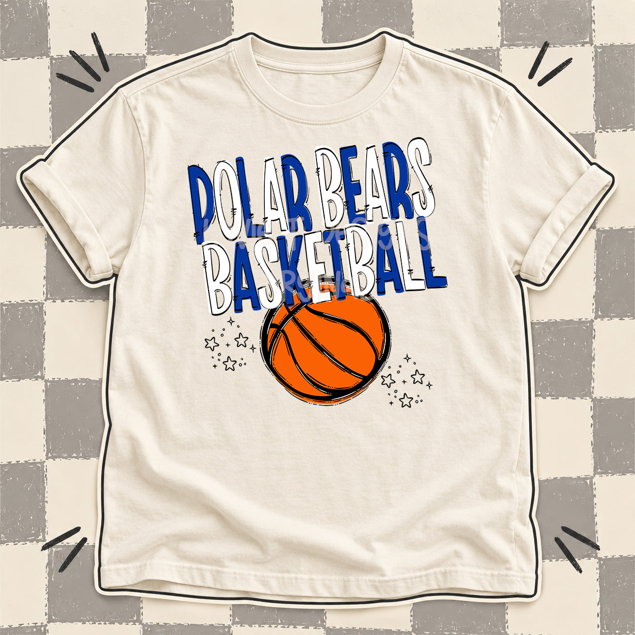 Team Go Basketball Mascots Polar Bears Royal Blue White design