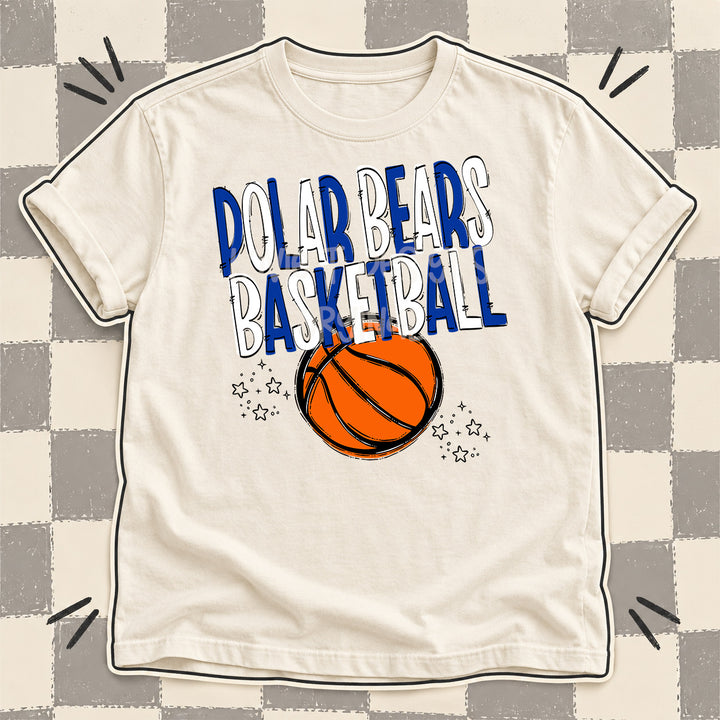 Polar Bears Royal Blue White Team Go Basketball Mascots DTF transfer