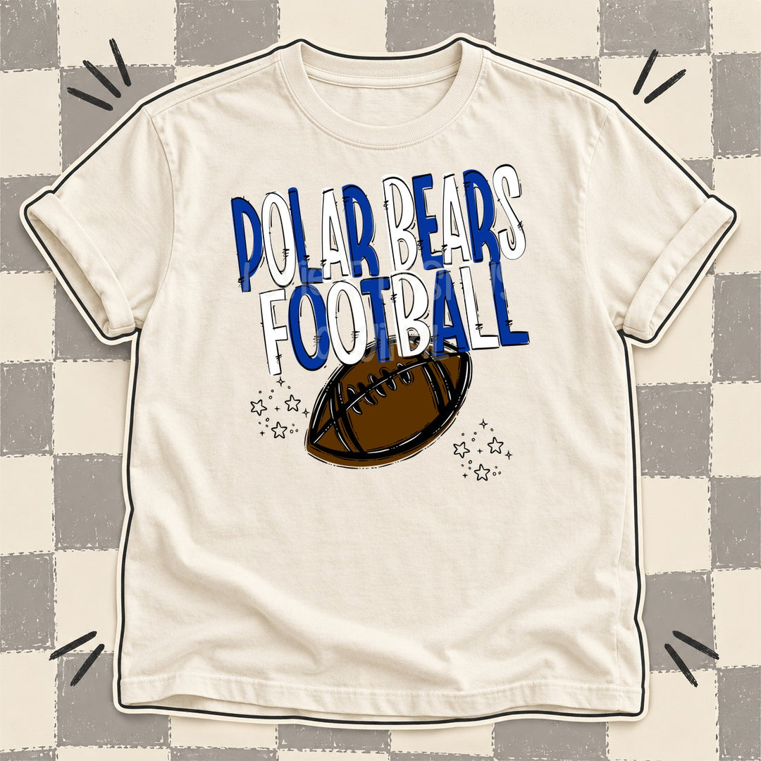 Polar Bears Royal Blue White Team Go Football Mascots DTF transfer mockup