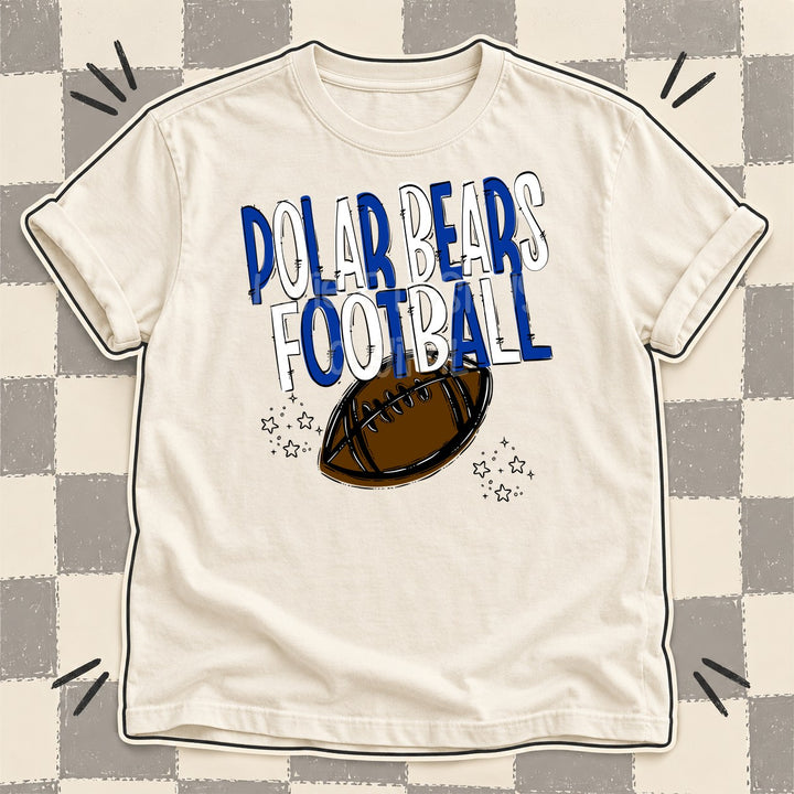Polar Bears Royal Blue White Team Go Football Mascots DTF transfer mockup
