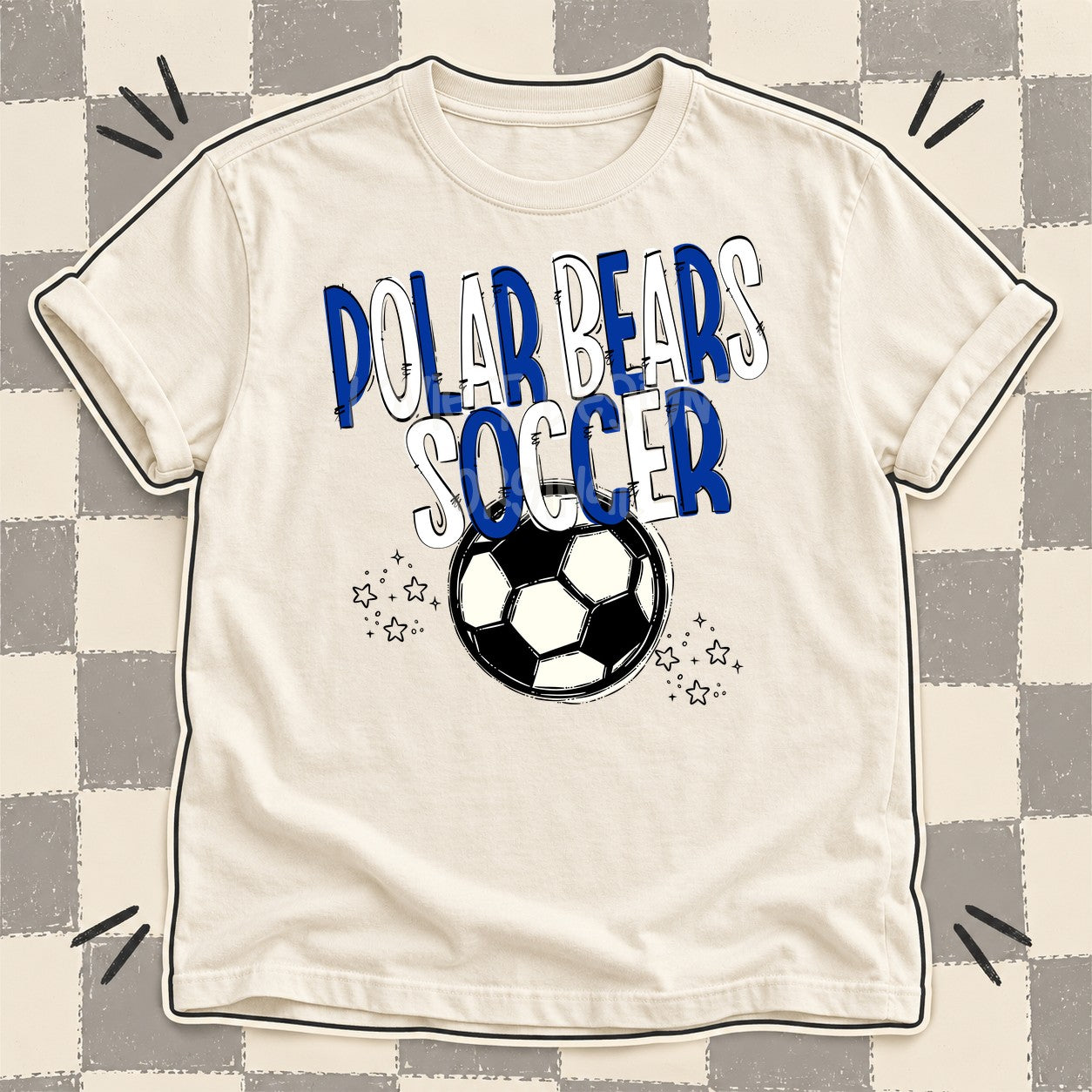 Team Go Soccer Mascots Polar Bears Royal Blue White design