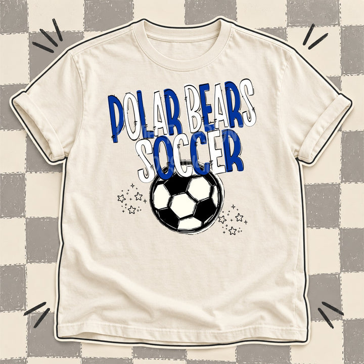 Polar Bears Royal Blue White Team Go Soccer Mascots DTF transfer mockup