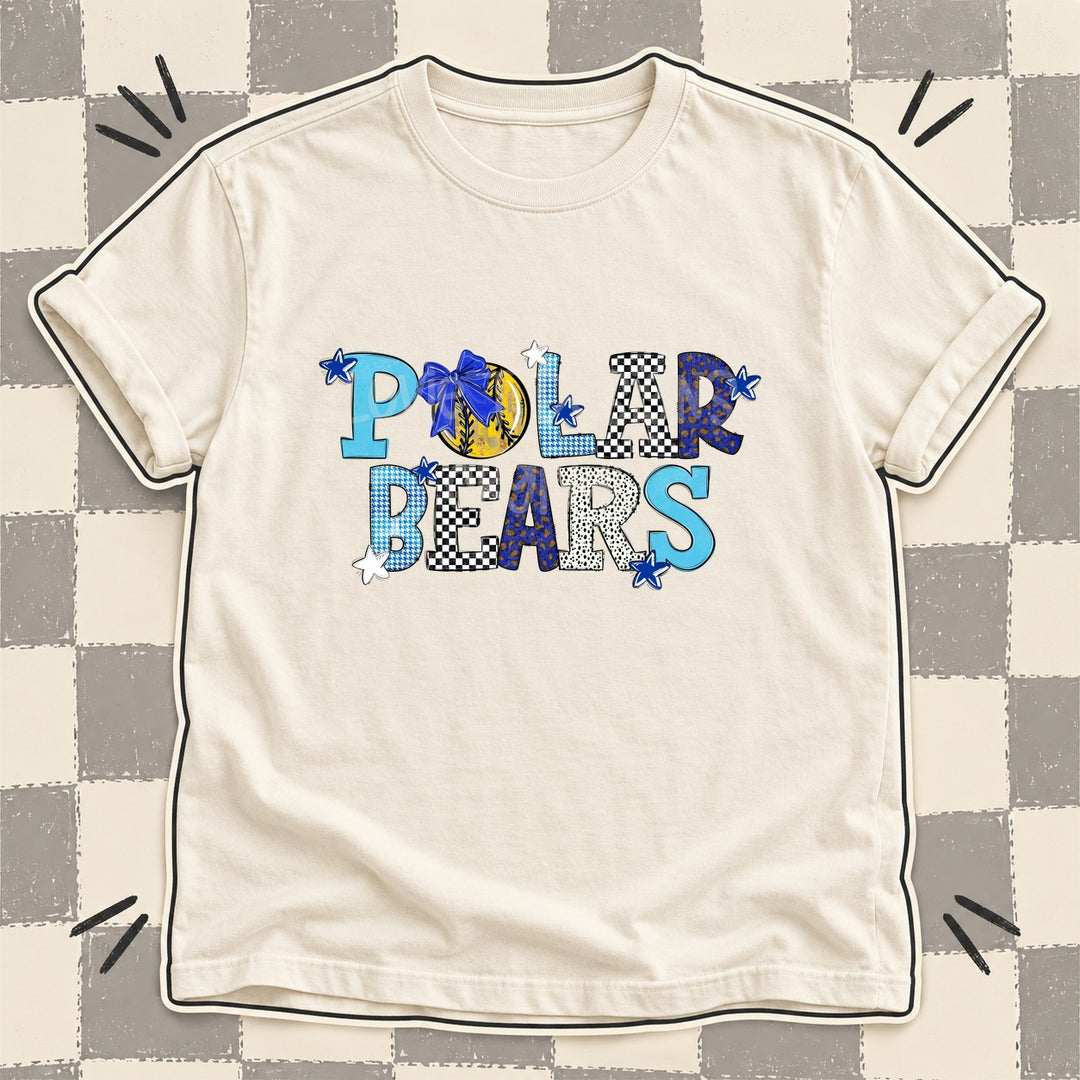 Polar Bears Royal Blue White Mixed Doodle Softball Mascots – Mascot Colors DTF transfer mockup