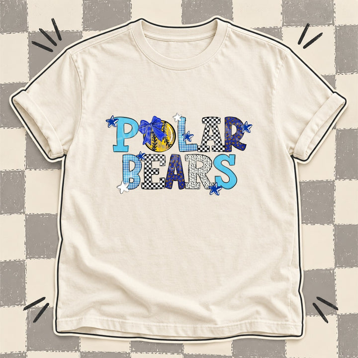 Polar Bears Royal Blue White Mixed Doodle Softball Mascots – Mascot Colors DTF transfer mockup