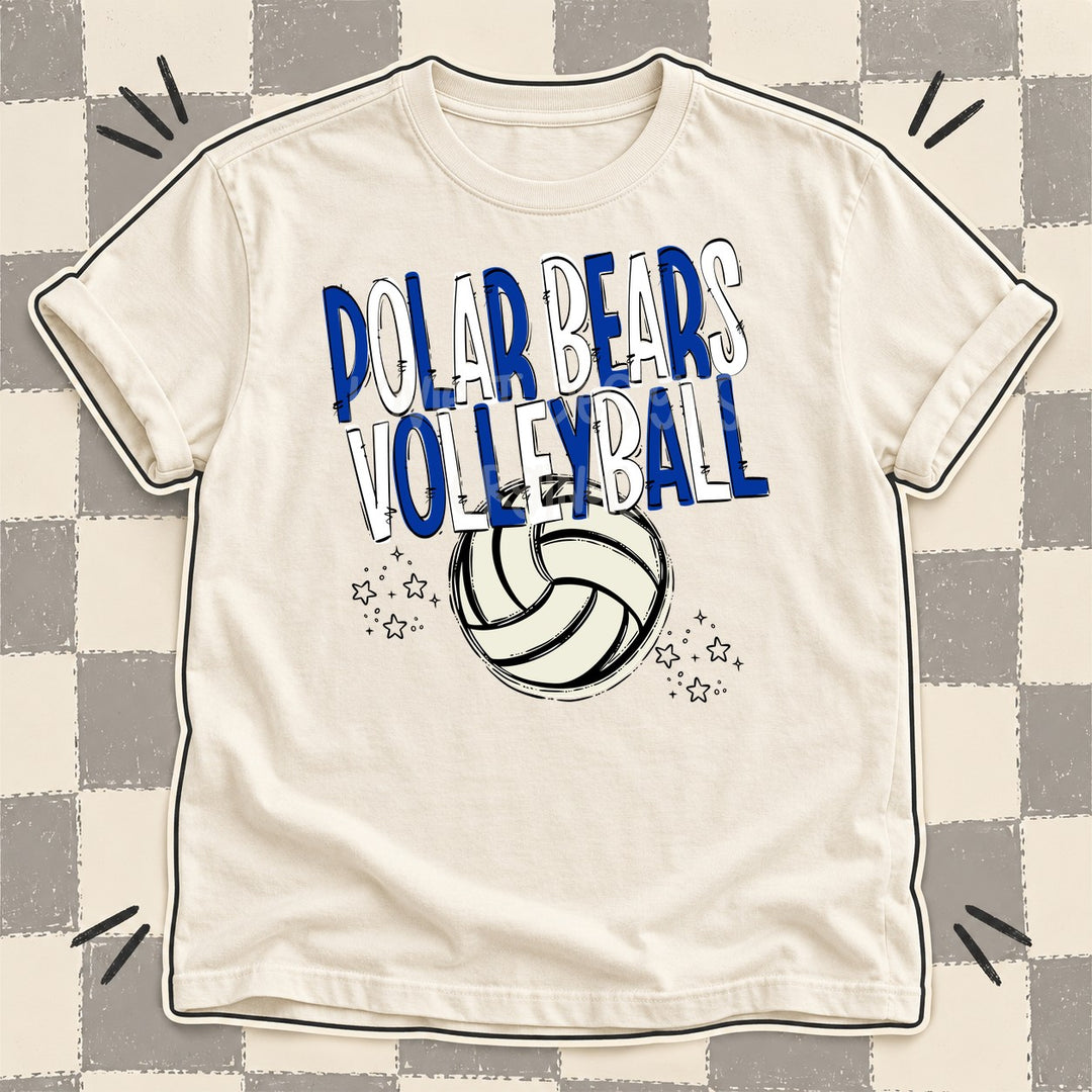 Polar Bears Royal Blue White Team Go Volleyball Mascots DTF transfer mockup