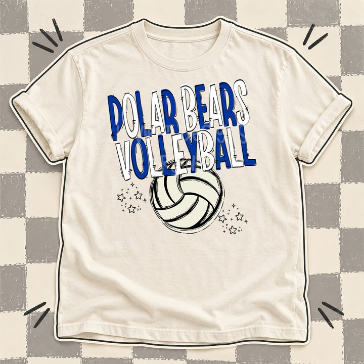 Polar Bears Royal Blue White Team Go Volleyball Mascots DTF transfer mockup