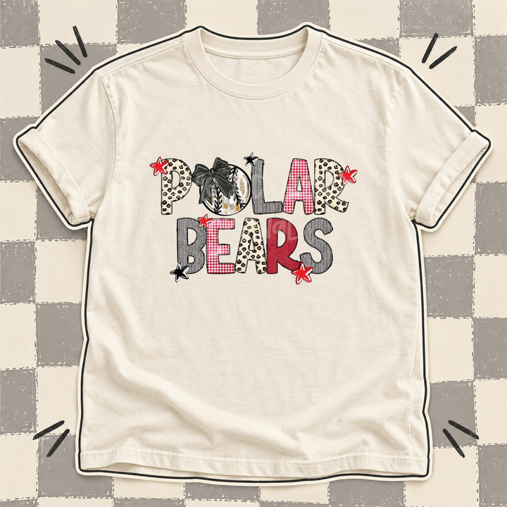 Polar Bears Mixed Doodle Baseball Mascots – Stitched Ballpark DTF transfer mockup