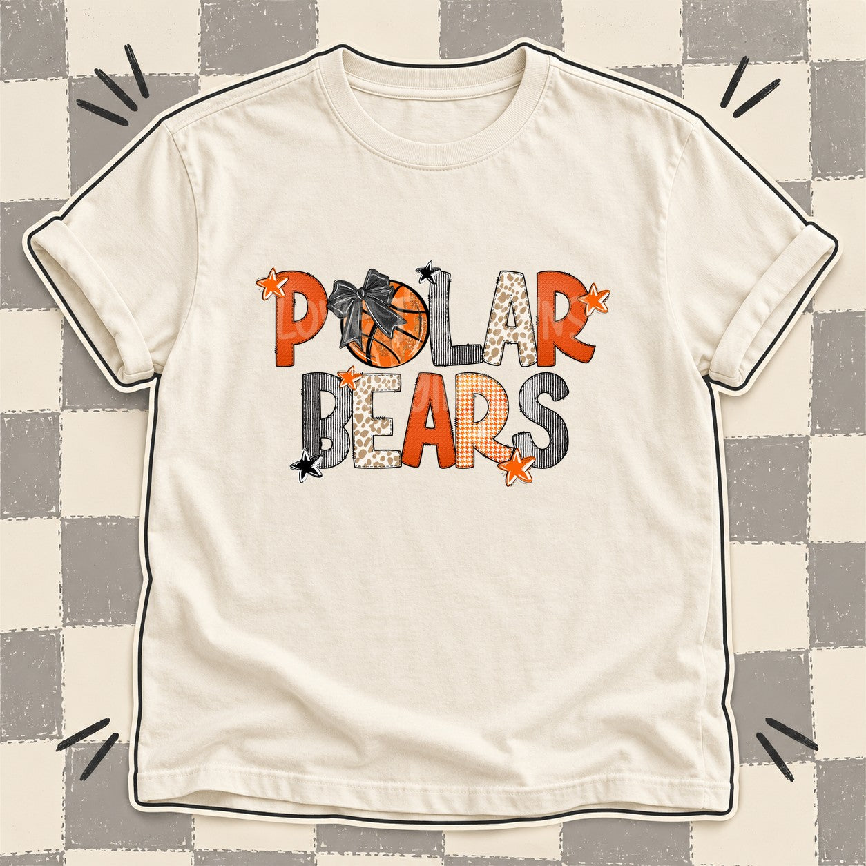 Mixed Doodle Basketball Mascots – Hoops Houndstooth Polar Bears design