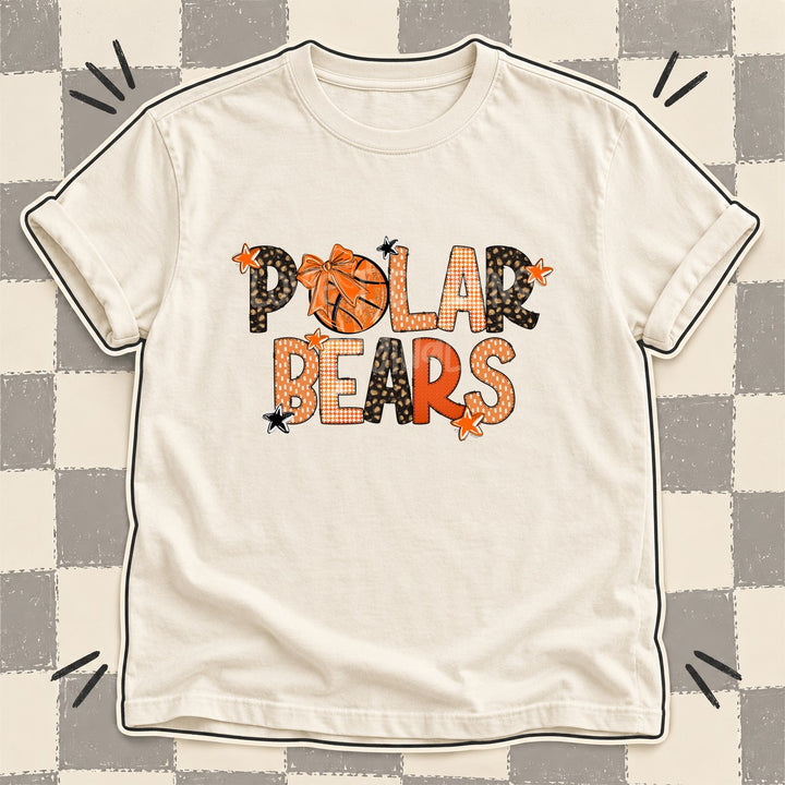 Polar Bears Mixed Doodle Basketball Mascots – Leopard Court DTF transfer mockup