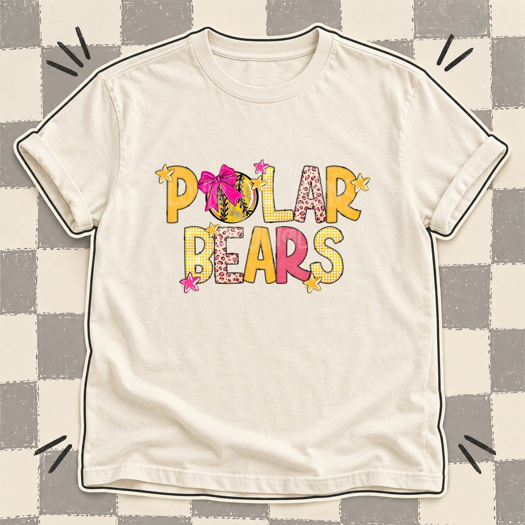 Polar Bears Mixed Doodle Softball Mascots – Stitched Softball DTF transfer mockup