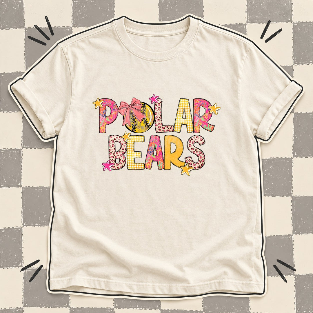Polar Bears Mixed Doodle Softball Mascots – Softball Brights DTF transfer mockup