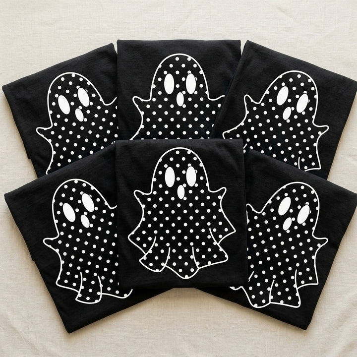 Polka Dot Transparent Ghost White Halloween DTF transfer mockup