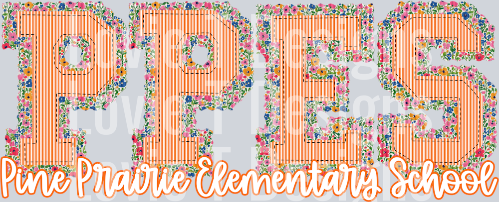 PPES Pine Prairie Elementary School FLORAL BASE AND ORANGE TOP