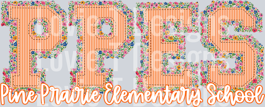 PPES Pine Prairie Elementary School FLORAL BASE AND ORANGE TOP