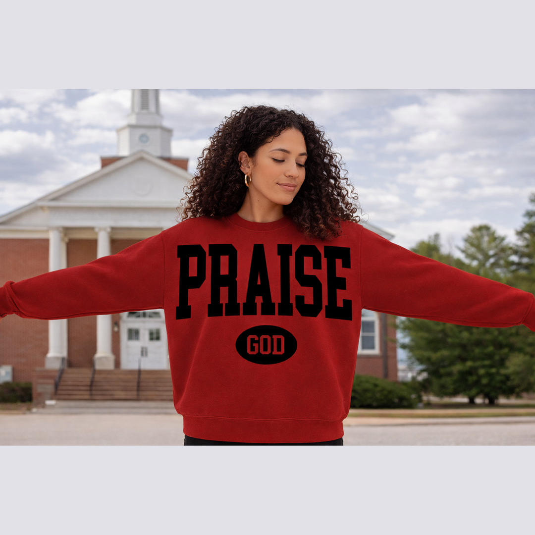 Praise God College Block Black Center – DTF Transfer