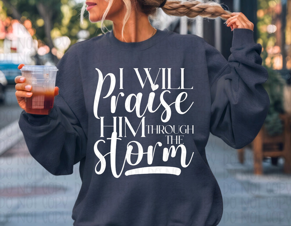 Praise Him White DTF transfer design – image 1