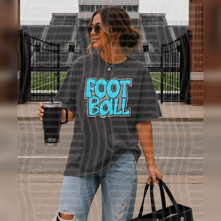 Preppy Checker Football Bright Blue – DTF Transfer