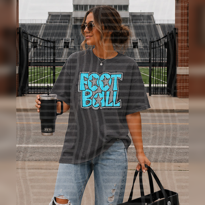 Preppy Checker Football Bright Blue Stars – DTF Transfer