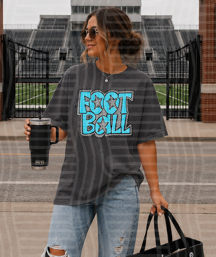 PREPPY CHECKER FOOTBALL BRIGHT BLUE STARS