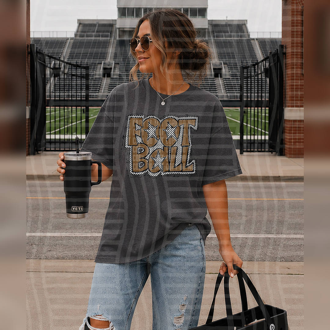 Preppy Checker Football Brown Stars – DTF Transfer