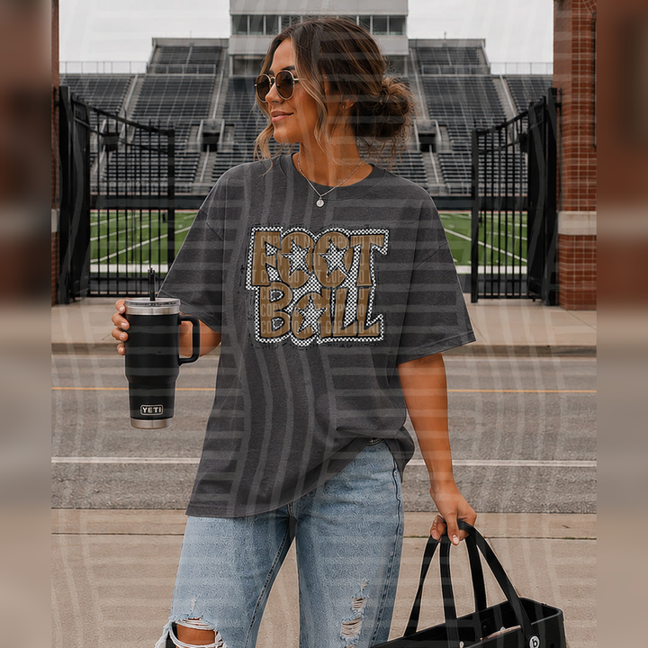 Preppy Checker Football Brown Stars – DTF Transfer