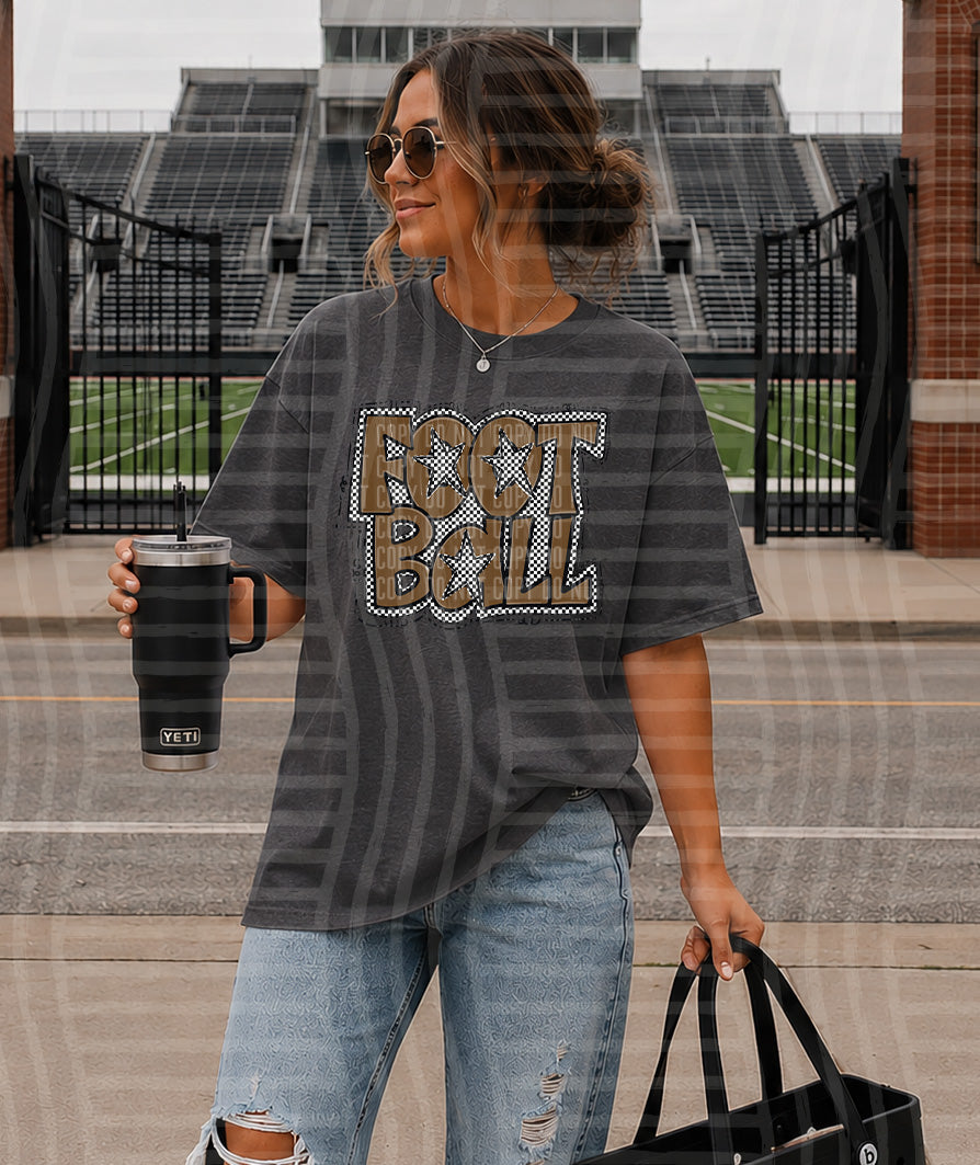 PREPPY CHECKER FOOTBALL BROWN STARS