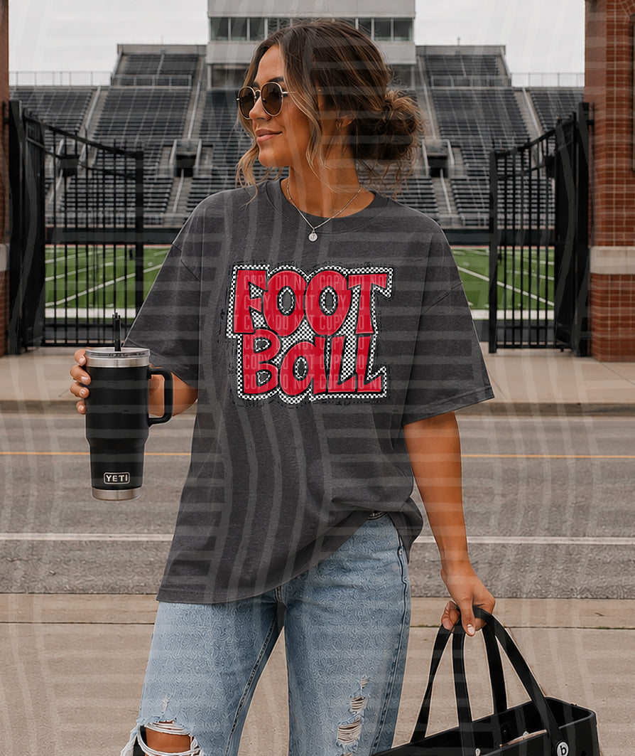 PREPPY CHECKER FOOTBALL CHERRY RED