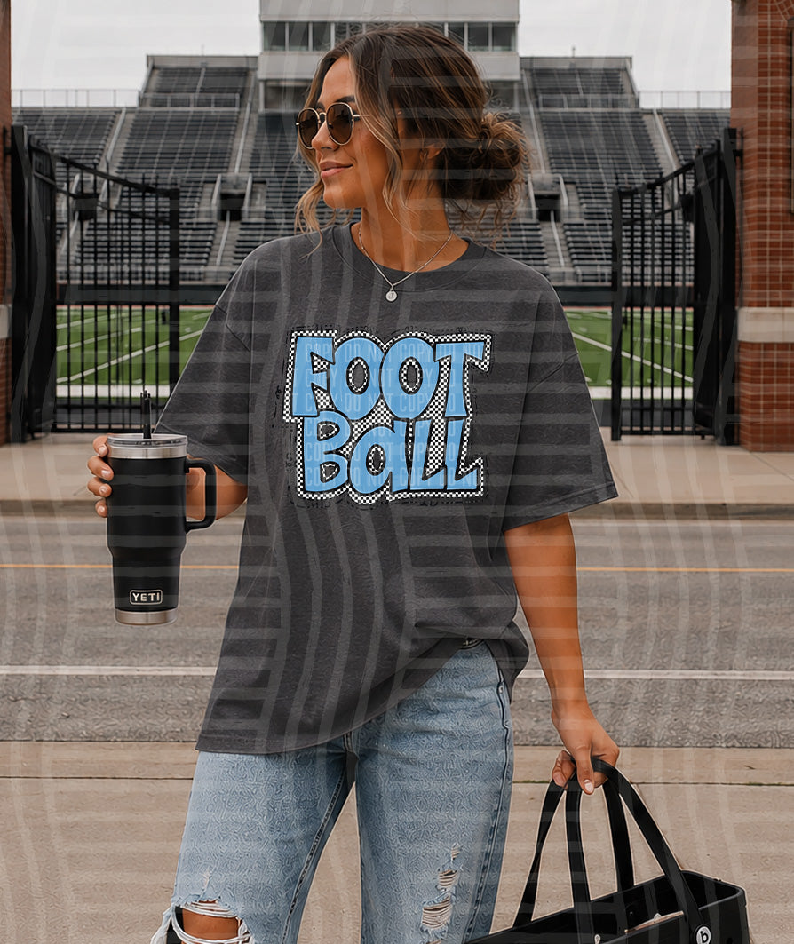 PREPPY CHECKER FOOTBALL LT BLUE