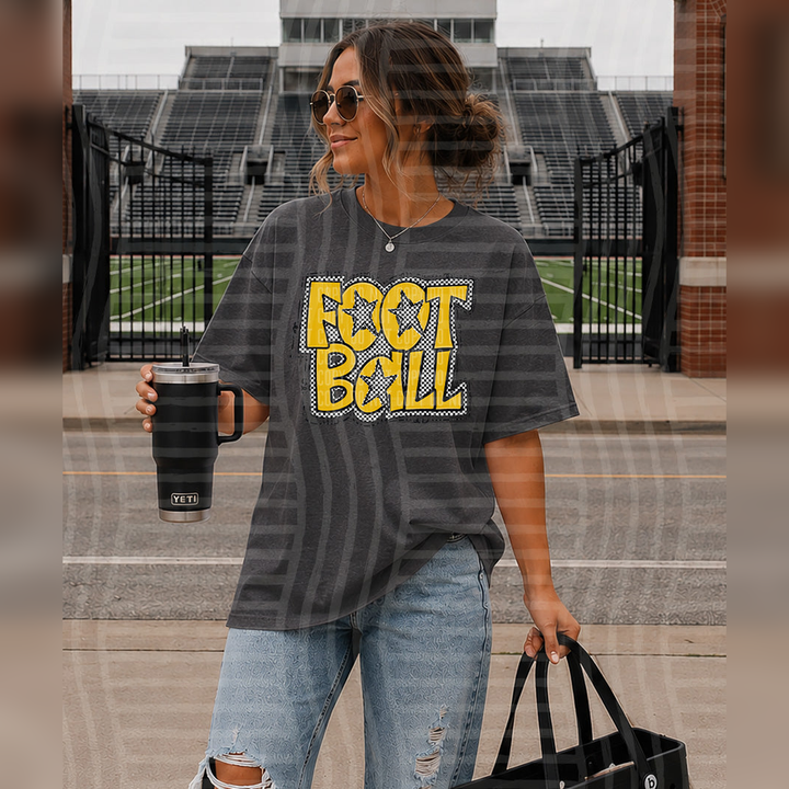 Preppy Checker Football Mustard Stars – DTF Transfer