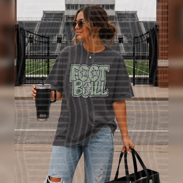 Preppy Checker Football Sage Stars – DTF Transfer